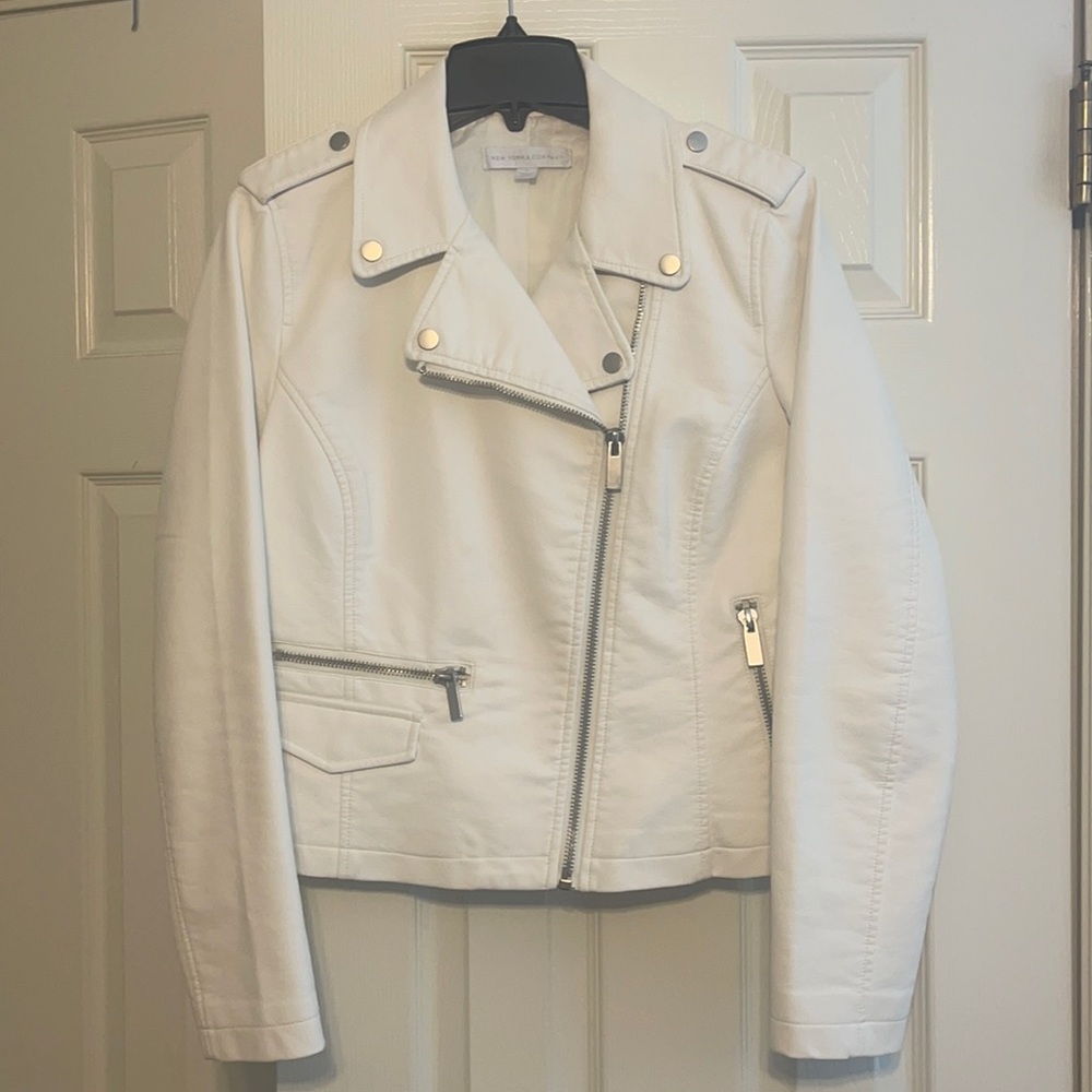 New York & Co. White Leather Jacket